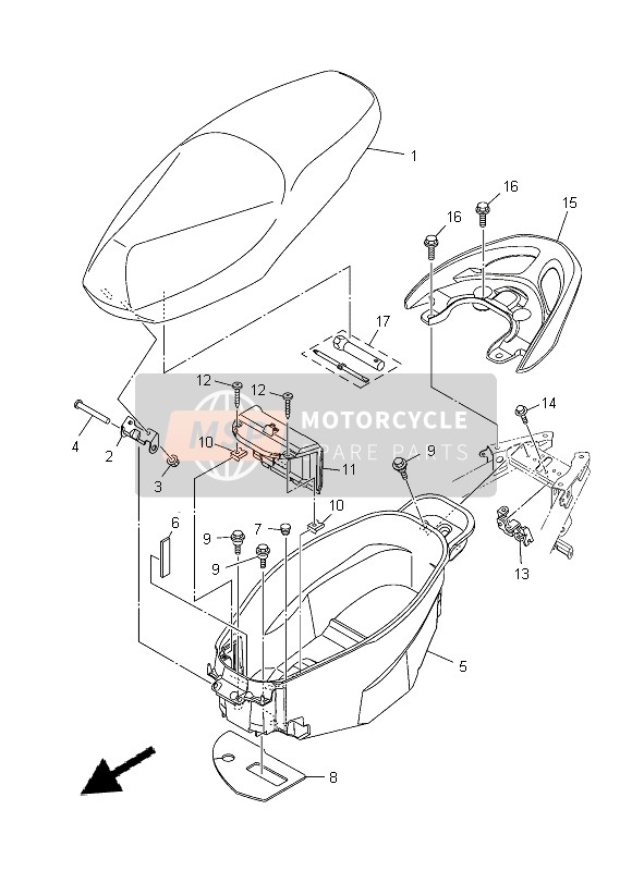 1WCF47260000, Charniere,  Selle, Yamaha, 0